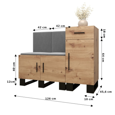 Predsieňová zostava RUMIE 18 - dub artisan, mätové panely