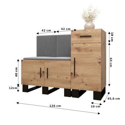 Predsieňová zostava RUMIE 18 - dub artisan, čierne panely