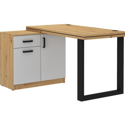 Písací stôl so skrinkou MABAKA 2 - dub artisan / šedý