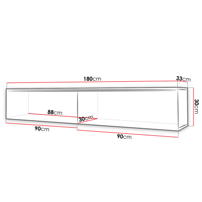 Televízna skrinka s bielym LED osvetlením 180 cm WILLA D - čierna