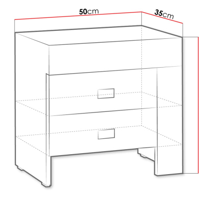 Nočný stolík TAKA - dub sonoma, pravé prevedenie