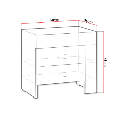 Nočný stolík TAKA - dub sonoma, pravé prevedenie