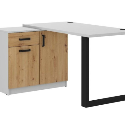 Písací stôl so skrinkou MABAKA 1 - šedý / dub artisan