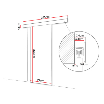 Posuvné dvere so zrkadlom MIRAN 2 - 70 cm, dub sonoma