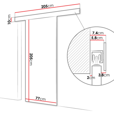 Posuvné dvere so zrkadlom MIRAN 2 - 70 cm, biele