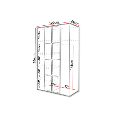 Šatníková skriňa so zrkadlom 120 cm HONG 1 - biela / čierna