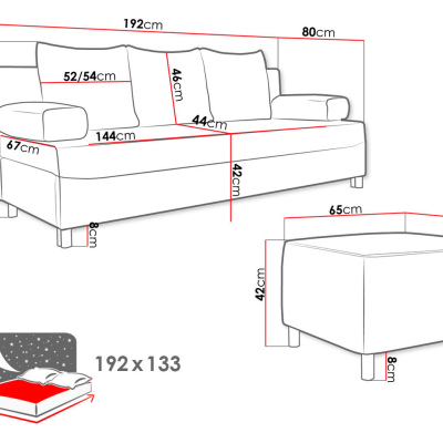 Rozkladacia pohovka s taburetom ELZA - horčicová 2