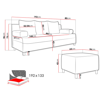Rozkladacia pohovka s taburetom ELZA - horčicová 2