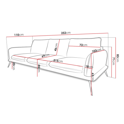 Trojmiestna pohovka KOKURO 2 - horčicová