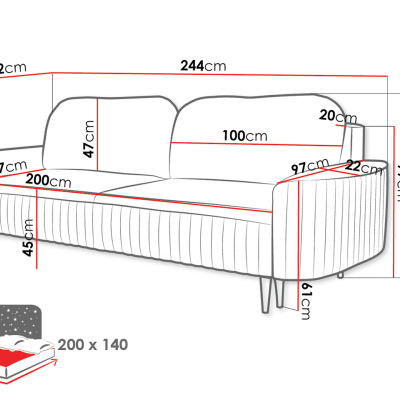 Rozkladacia pohovka TORA - horčicová