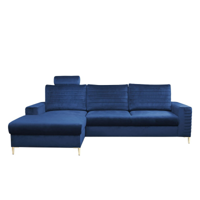 Rohová sedačka s úložným priestorom SADAKO - modrá, ľavý roh