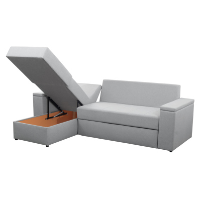 Rohová sedačka na každodenné spanie MOMOKA - svetlá šedá
