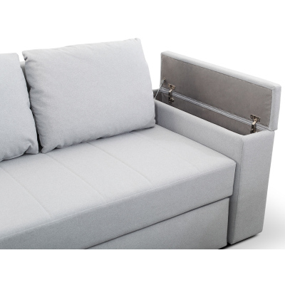 Rohová sedačka na každodenné spanie MOMOKA - svetlá šedá / modrá