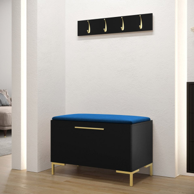 Nábytok do predsiene s čalúnenými panelmi ANDORA 7 - čierny / modrý