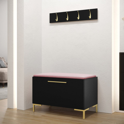 Nábytok do predsiene s čalúnenými panelmi ANDORA 7 - čierny / ružový