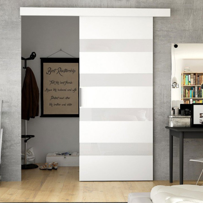 Posuvné dvere MANAMI 5 - 80 cm, biele / biele sklo