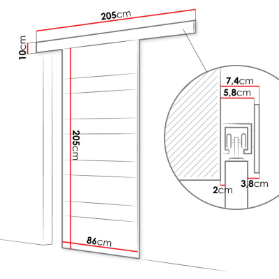 Posuvné dvere MANAMI 5 - 80 cm, dub sonoma / biele sklo