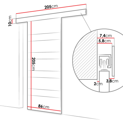 Posuvné dvere MANAMI 5 - 80 cm, biele / čierne sklo