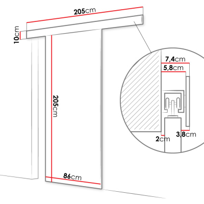 Posuvné dvere so zrkadlom MANAMI 2 - 80 cm, dub sonoma