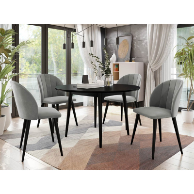 Okrúhly jedálenský stôl 100 cm so 4 stoličkami NOWEN 1 - čierny / šedý