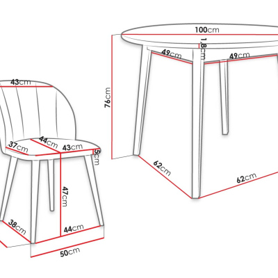 Okrúhly jedálenský stôl 100 cm so 4 stoličkami NOWEN 1 - prírodné drevo / béžový