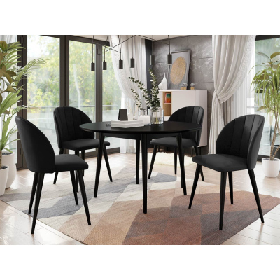 Okrúhly jedálenský stôl 120 cm so 4 stoličkami NOWEN 1 - čierny