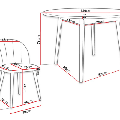 Okrúhly jedálenský stôl 120 cm so 4 stoličkami NOWEN 1 - prírodné drevo / béžový