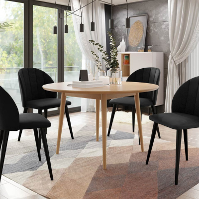 Jedálenský stôl 120 cm so 4 stoličkami NOWEN 1 - prírodné drevo / čierny