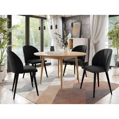 Jedálenský stôl 120 cm so 4 stoličkami NOWEN 1 - prírodné drevo / čierny