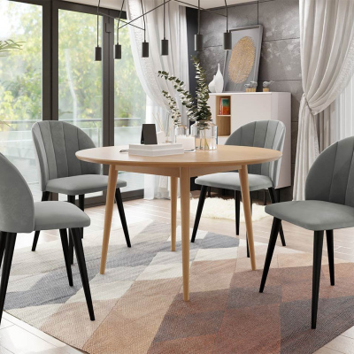 Jedálenský stôl 120 cm so 4 stoličkami NOWEN 1 - prírodné drevo / čierny / šedý