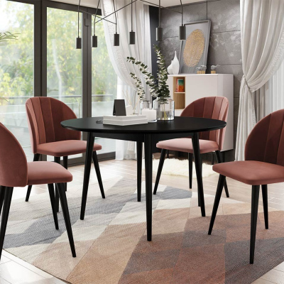 Jedálenský stôl 120 cm so 4 stoličkami NOWEN 1 - čierny / ružový