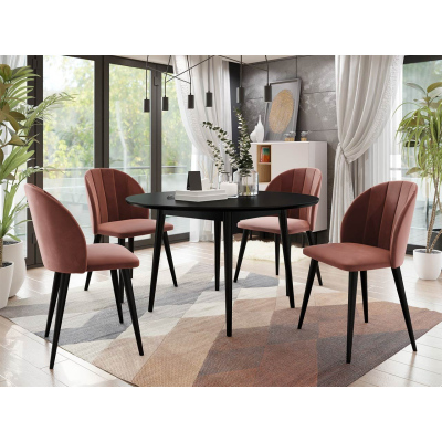 Jedálenský stôl 120 cm so 4 stoličkami NOWEN 1 - čierny / ružový