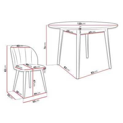 Jedálenský stôl 120 cm so 4 stoličkami NOWEN 1 - prírodné drevo / čierny / modrý