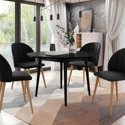 Jedálenský stôl 100 cm so 4 stoličkami NOWEN 1 - čierny / prírodné drevo