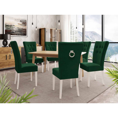 Luxusný jedálenský set NOWEN 3 - hnedý / biely / zelený + chrómované klopadlo