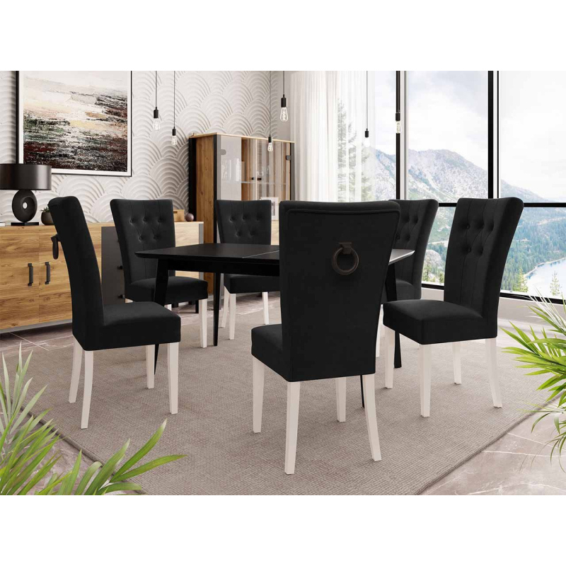 Luxusný jedálenský set NOWEN 3 - čierny / biely / čierny + čierne klopadlo