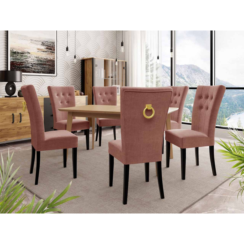 Luxusný jedálenský set NOWEN 3 - hnedý / čierny / ružový + pozlátené klopadlo