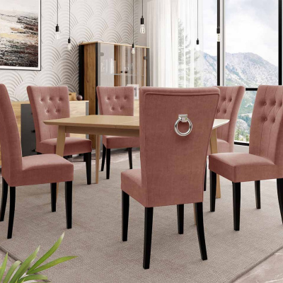 Luxusný jedálenský set NOWEN 3 - hnedý / čierny / ružový + chrómované klopadlo