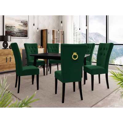 Luxusný jedálenský set NOWEN 3 - čierny / zelený + pozlátené klopadlo