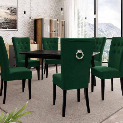 Luxusný jedálenský set NOWEN 3 - čierny / zelený + chrómované klopadlo