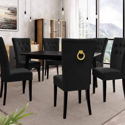 Luxusný jedálenský set NOWEN 3 - čierny / čierny + pozlátené klopadlo