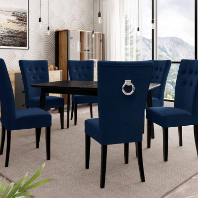 Luxusný jedálenský set NOWEN 3 - čierny / modrý + chrómované klopadlo