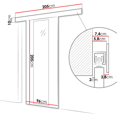 Posuvné dvere so zrkadlom SKULEN 4 - 90 cm, dub sonoma