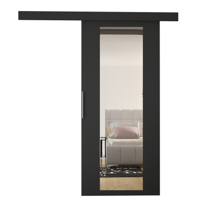 Posuvné dvere so zrkadlom SKULEN 4 - 90 cm, čierne