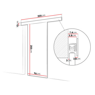 Posuvné dvere so zrkadlom SKULEN 2 - 90 cm, dub sonoma