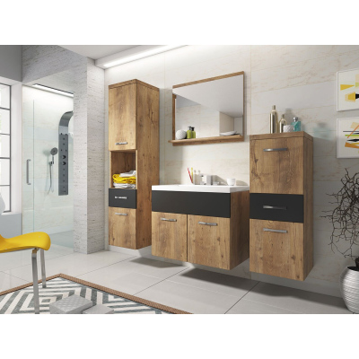 Kúpeľňová zostava s umývadlom WINNA - gaštan / čierna + sifón a batéria Platino ZDARMA