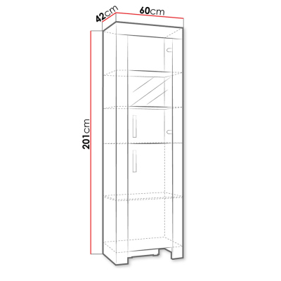 Vysoká vitrína TAKA 3 - dub sonoma