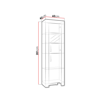 Vysoká vitrína TAKA 3 - dub sonoma