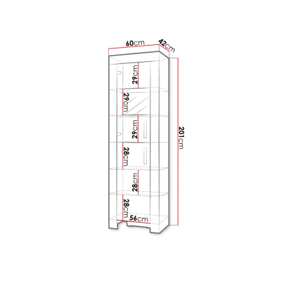 Vysoká vitrína TAKA 2 - dub sonoma