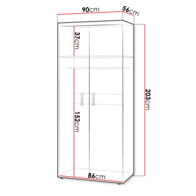 Dvojdverová šatníková skriňa 90 cm CHENG - slivka / krémová